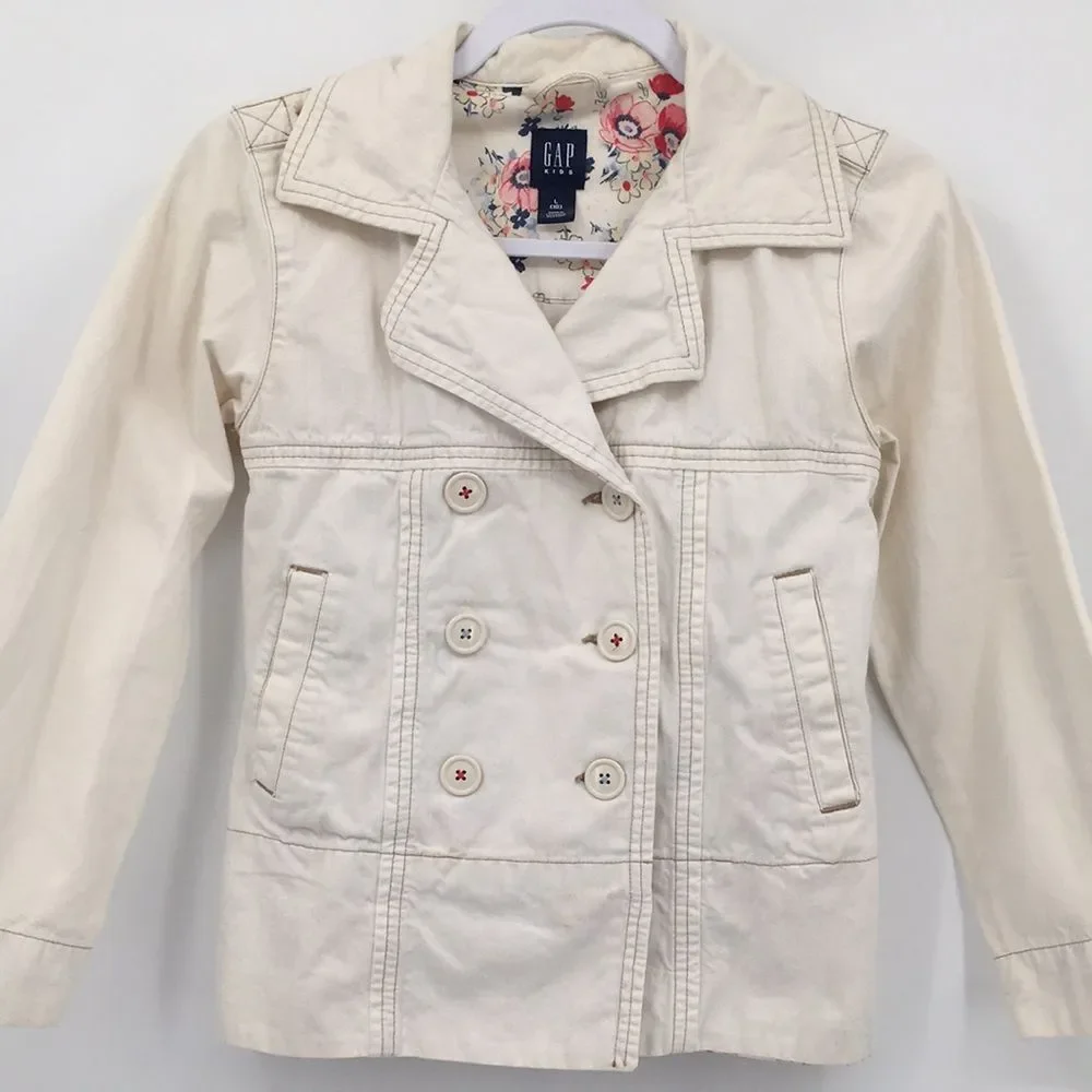 GAP Cream Double-Breasted Short Pea Coat